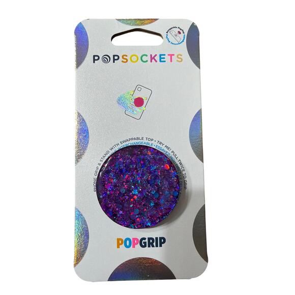 PopSockets PopGrip Purple & Blue Glitter Custom Phone Grip New - Picture 1 of 4
